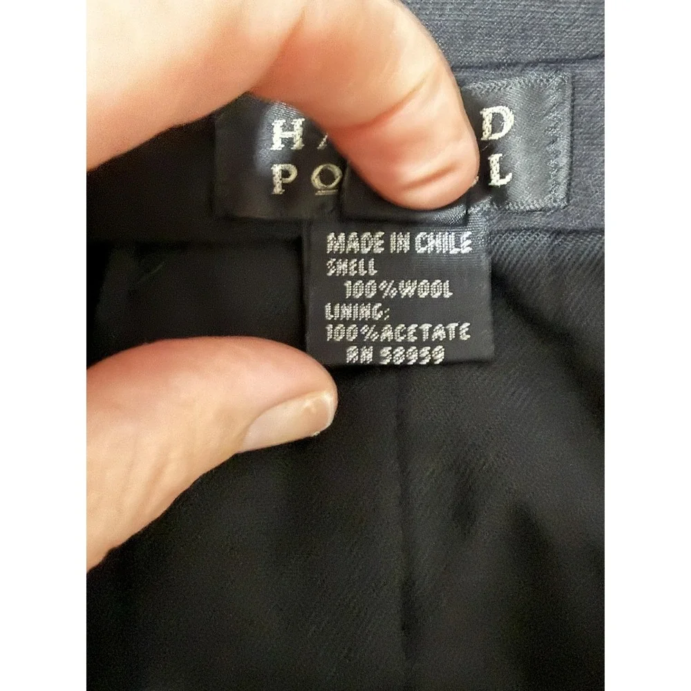Harold Powell Suit Pants Mens 48 44x32 Black Wool Check Dress Trousers‎
